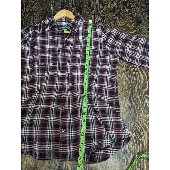 Woolrich Plaid Flannel Long‎ Sleeve Button Down Top Maroon Red Medium - Picture 4 of 7